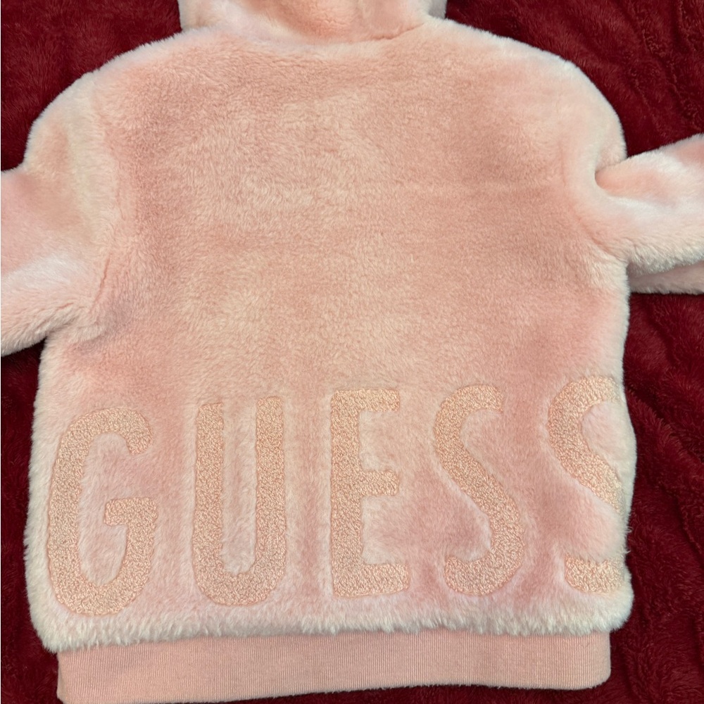 Guess Pink Faux Fur Hoodie